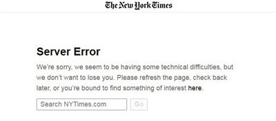 外媒：因服务器宕机，全球多个网站目前无法访问
